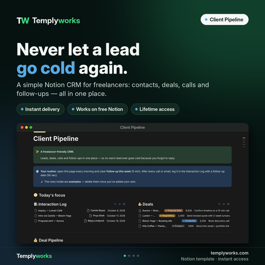 Client Pipeline Notion CRM template for freelancers