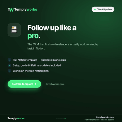 Client Pipeline — follow up like a pro — Notion CRM by Templyworks