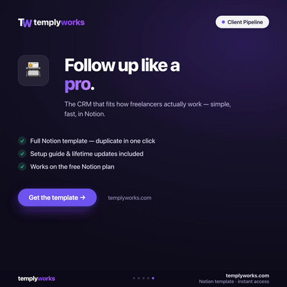 Client Pipeline — follow up like a pro — Notion CRM by Templyworks
