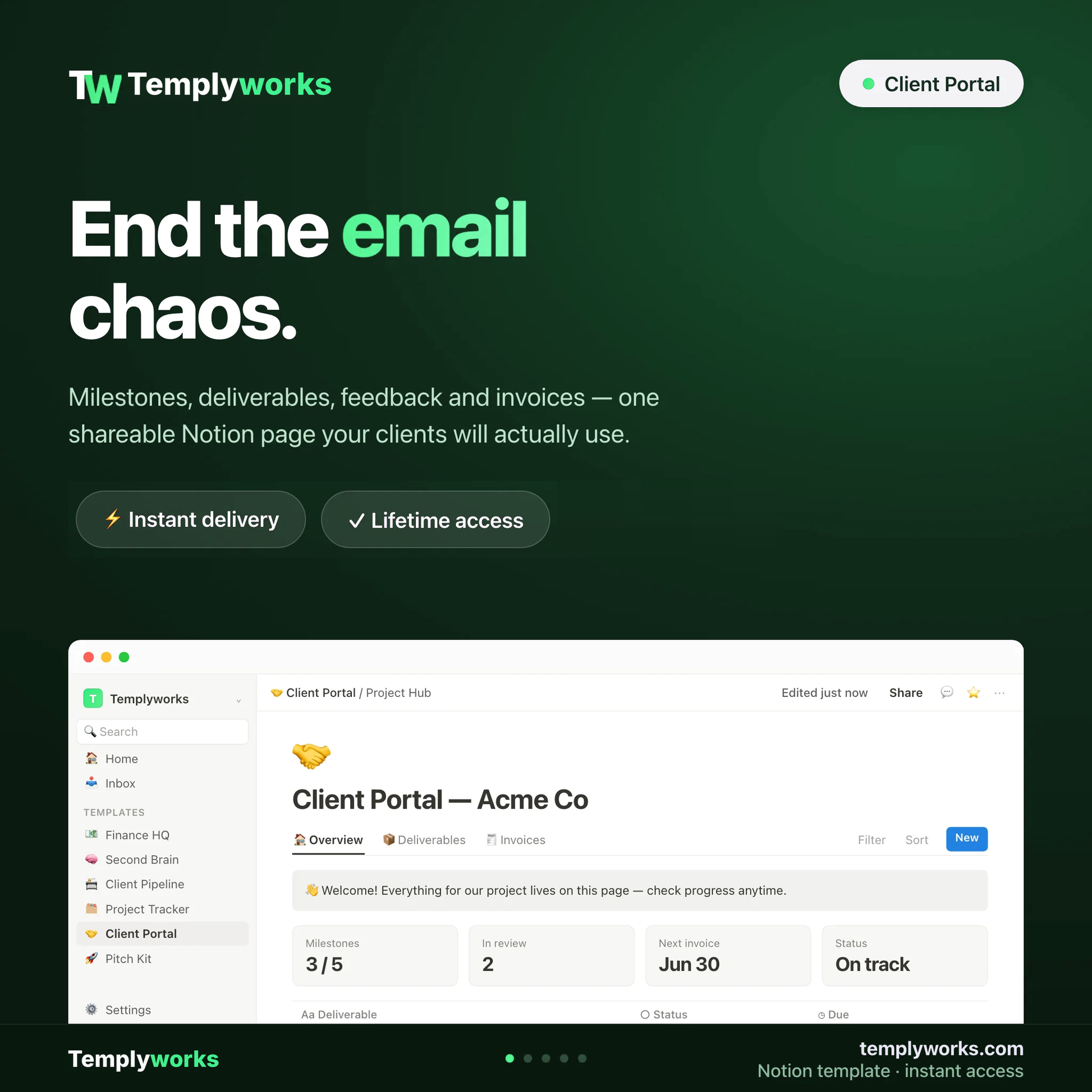 Client Portal — Notion client workspace, included in the Client Machine bundle