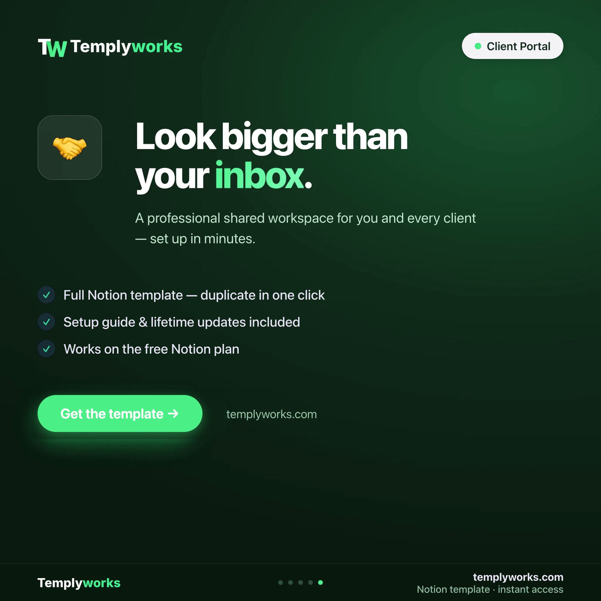 Client Portal — look bigger than your inbox — Notion template by Templyworks