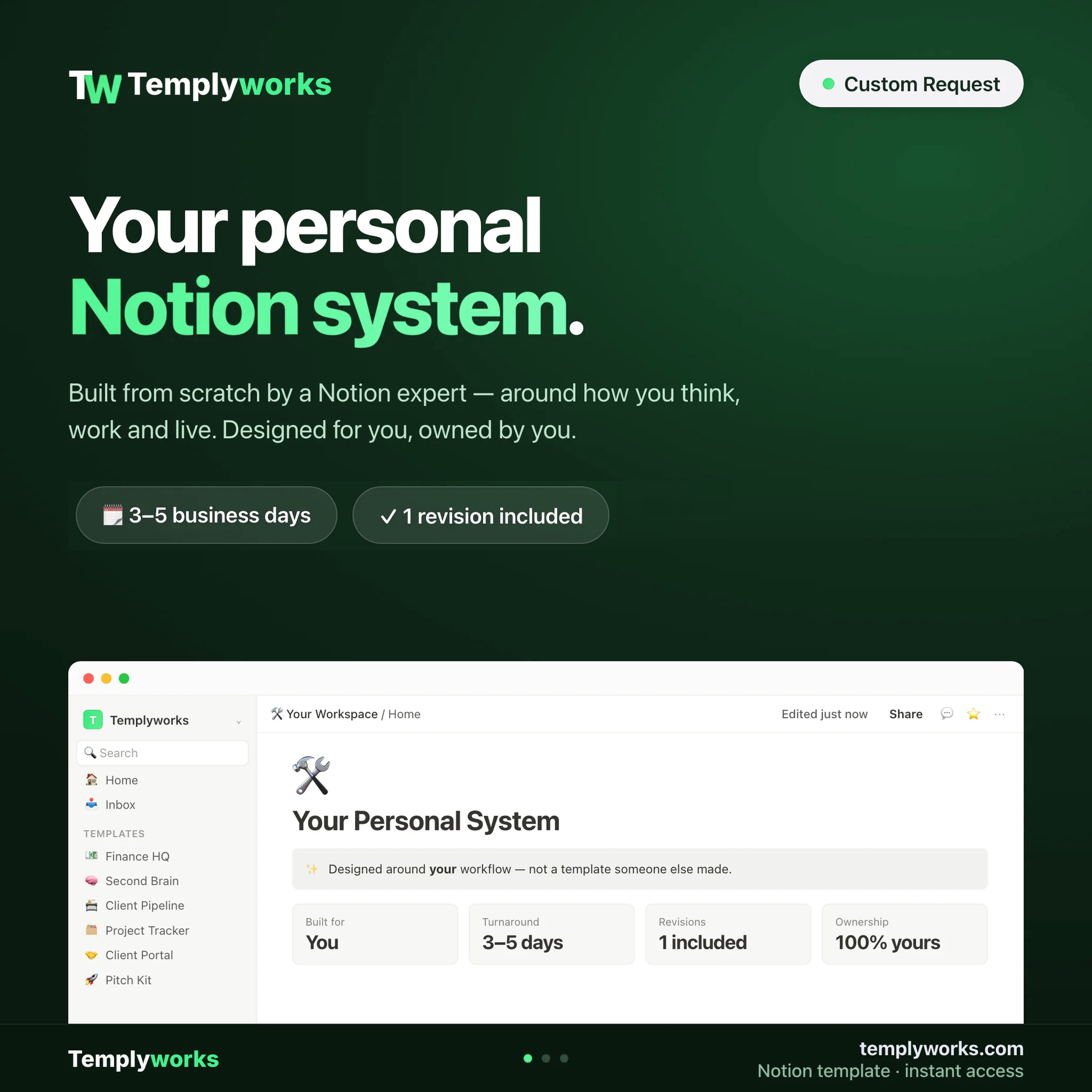 Custom Template Request — your personal Notion system, built for you