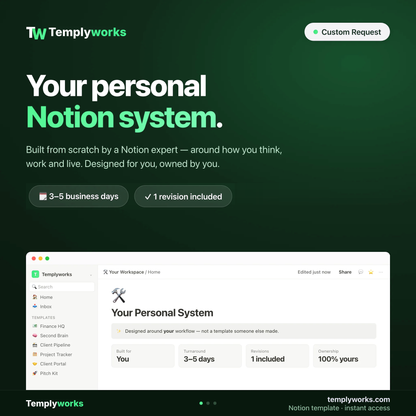 Custom Template Request — your personal Notion system, built for you