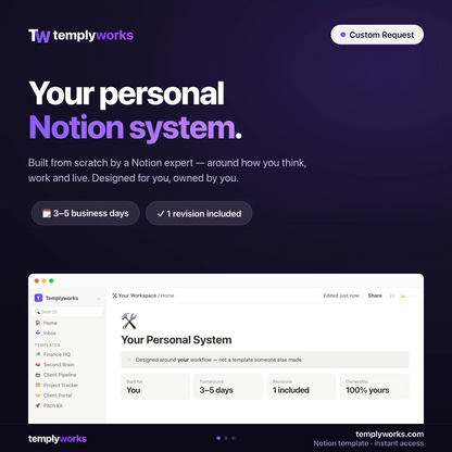 Custom Template Request — your personal Notion system, built for you