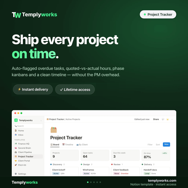 Project Tracker template preview
