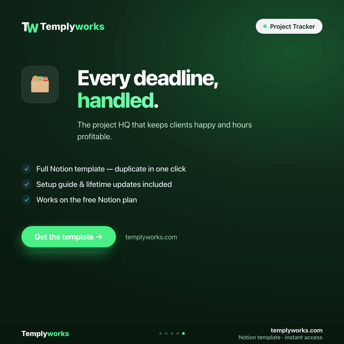 Project Tracker — every deadline handled — Notion template by Templyworks
