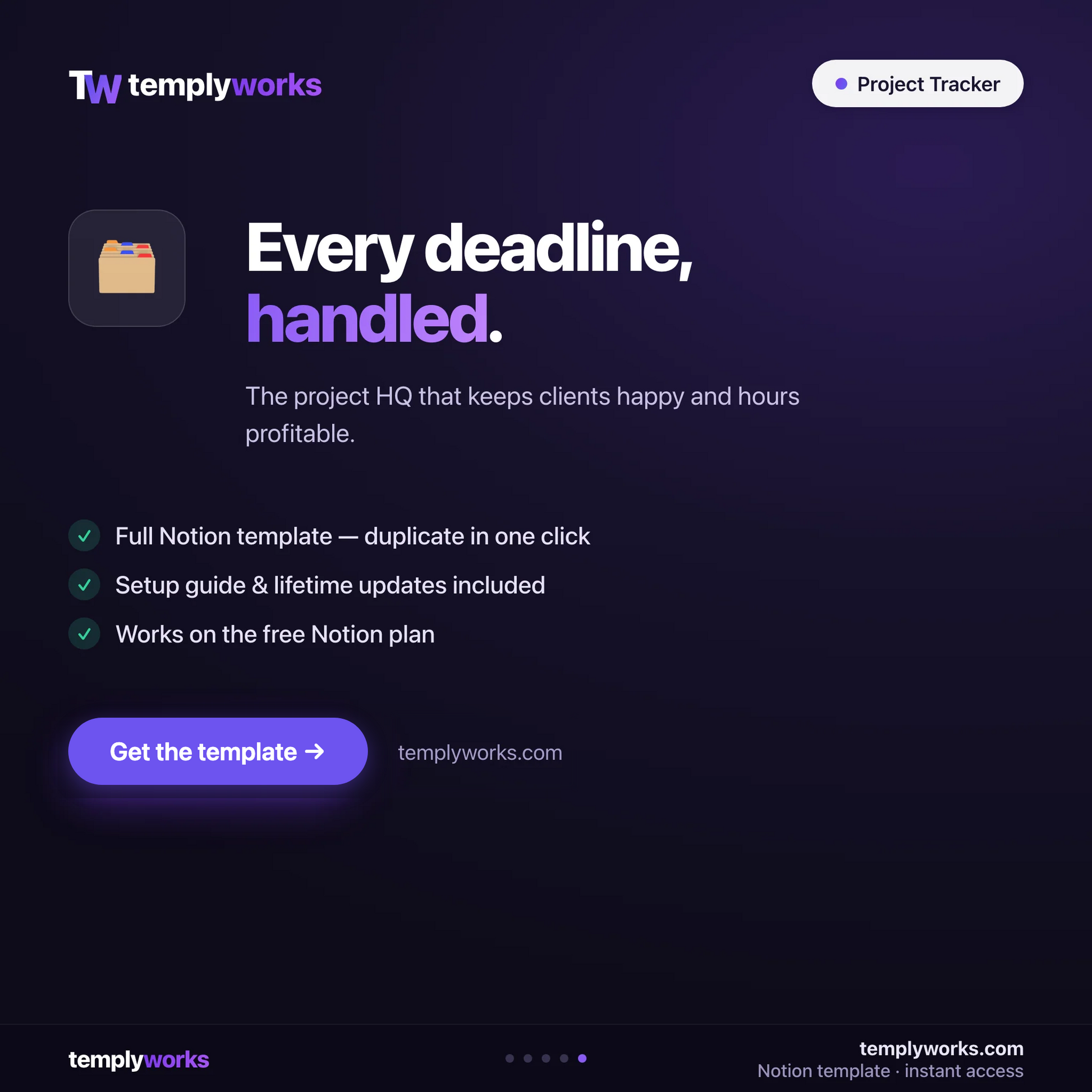 Project Tracker — every deadline handled — Notion template by Templyworks